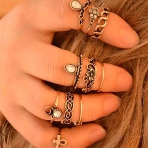 12 pcs Silver/ Boho Stack Rings